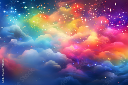 beautiful rainbow colored star sky background
