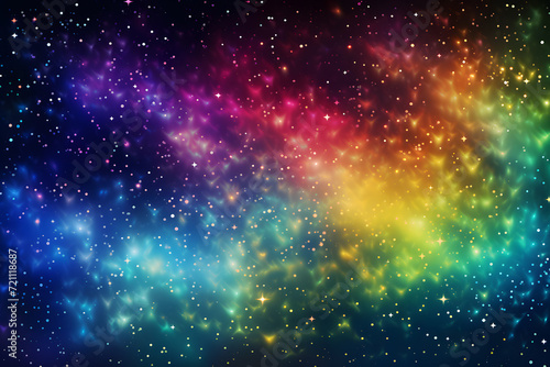 beautiful rainbow colored star sky background © sugastocks