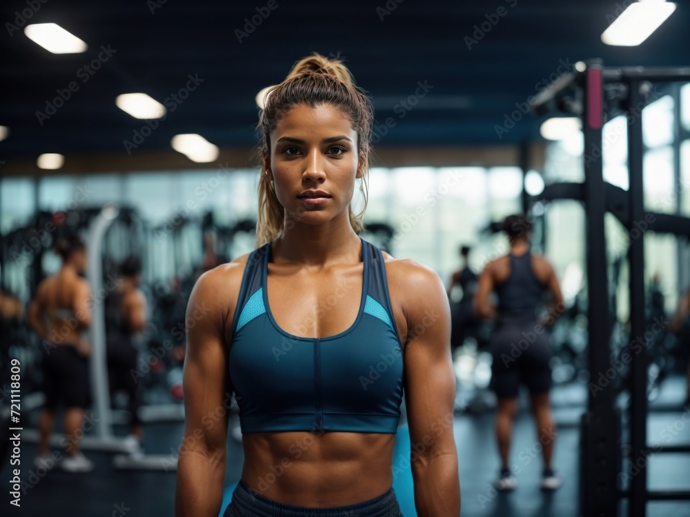 young beautiful athletic female workout at gym. Generative AI young beautiful athletic female workout at gym. Generative AI