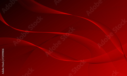 red smooth lines wave curves with gradient abstract background