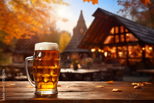 Beer standing on a wooden table