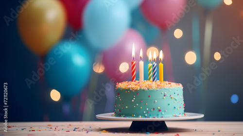 Birthday cake with blur colorful background photo