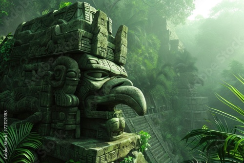 Mayan wonders: ancient civilization and mesmerizing architecture in the heart of the jungle, a visual journey through the mystique of pre-Columbian heritage and monumental ruins. photo