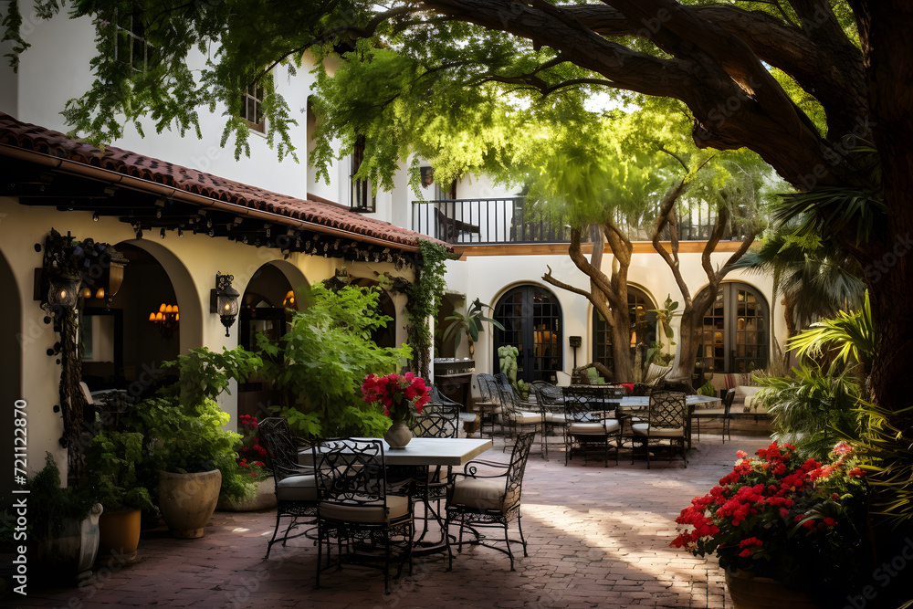 Fototapeta premium Boutique Hotel Courtyard with European Charm
