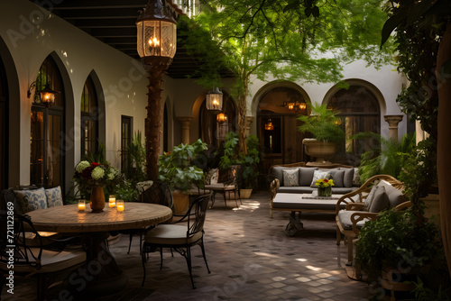 Boutique Hotel Courtyard with European Charm © sugastocks