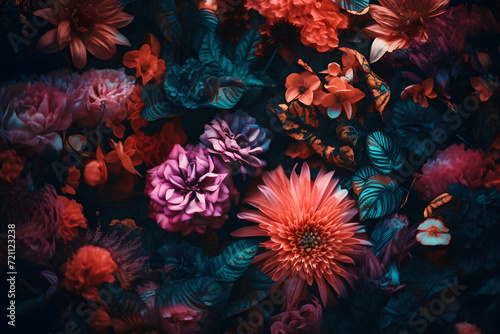 brilliant maximalist floral background © sugastocks
