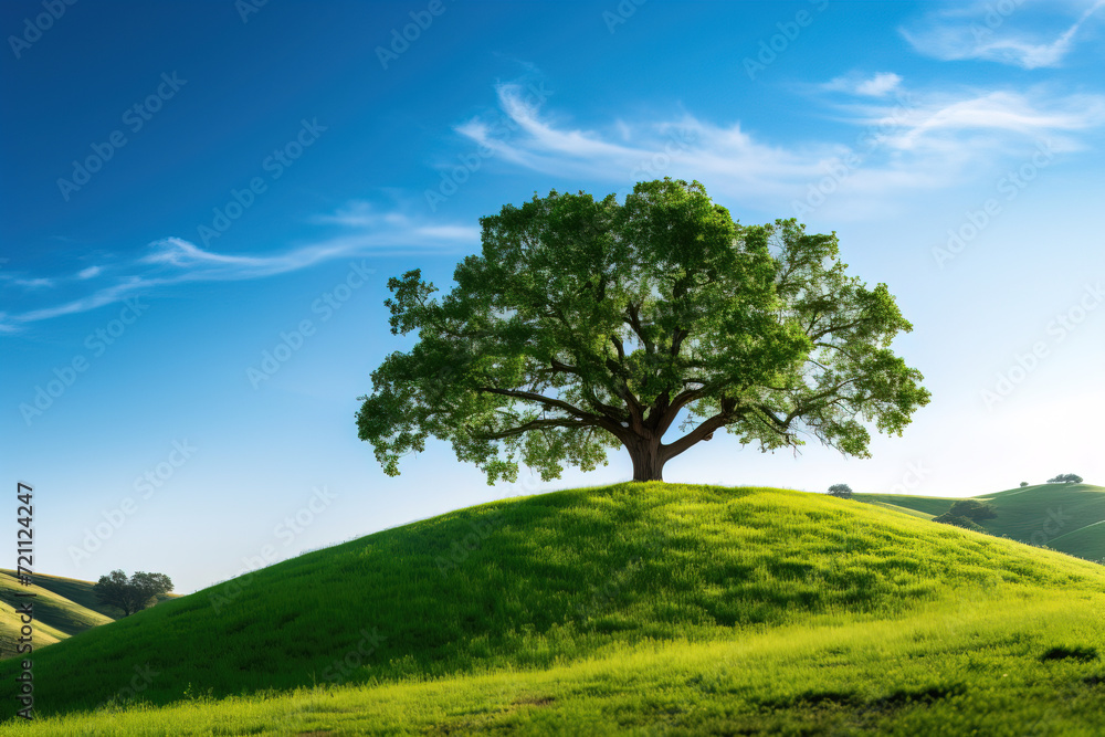 Fototapeta premium lonely tree by the nature. Generative Ai