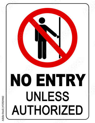 No entry, unless authorized. Ban sign depcting a person with his hand reaching for a closed door handle.