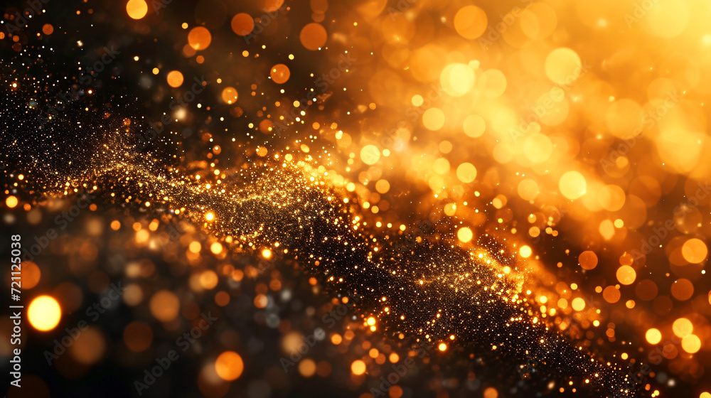 abstract celebration gold bokeh background with black and orange color Bokeh lights background