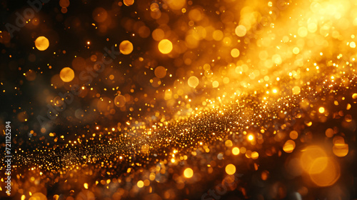 abstract celebration gold bokeh background with black and orange color Bokeh lights background