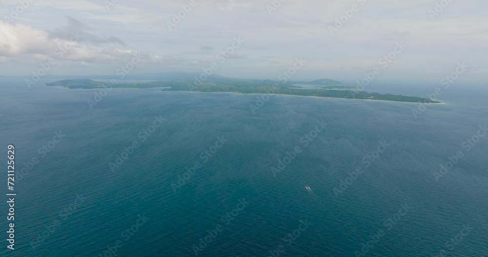 Blue sea and Tablas Island, view from drone. Romblon, Philippines. Blue sea and Tablas Island, view from drone. Romblon, Philippines.