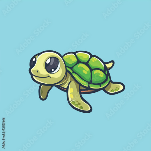 Cute Turtle Swimming cartoon vector illustration