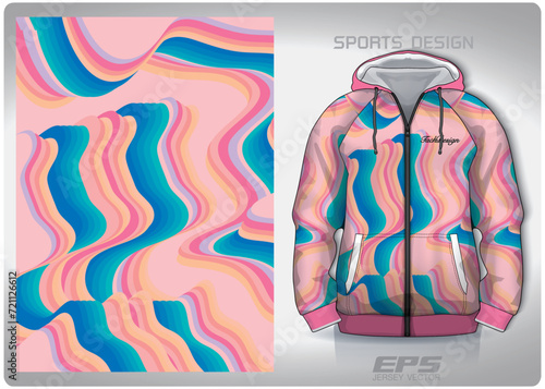 Vector sports shirt background image.rainbow sea waves pattern design, illustration, textile background for sports long sleeve hoodie,jersey hoodie.eps