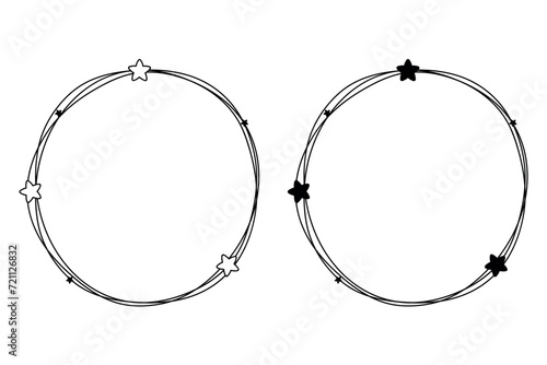 Two circle star frames hand drawn