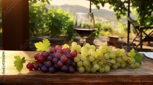 Rustic Vineyard Charm  Italian Wine and Grapes