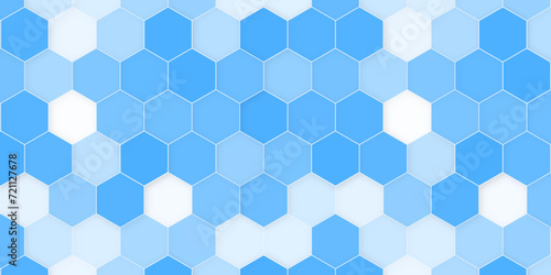 seamless geometric pattern. blue mosaic hexagon background.