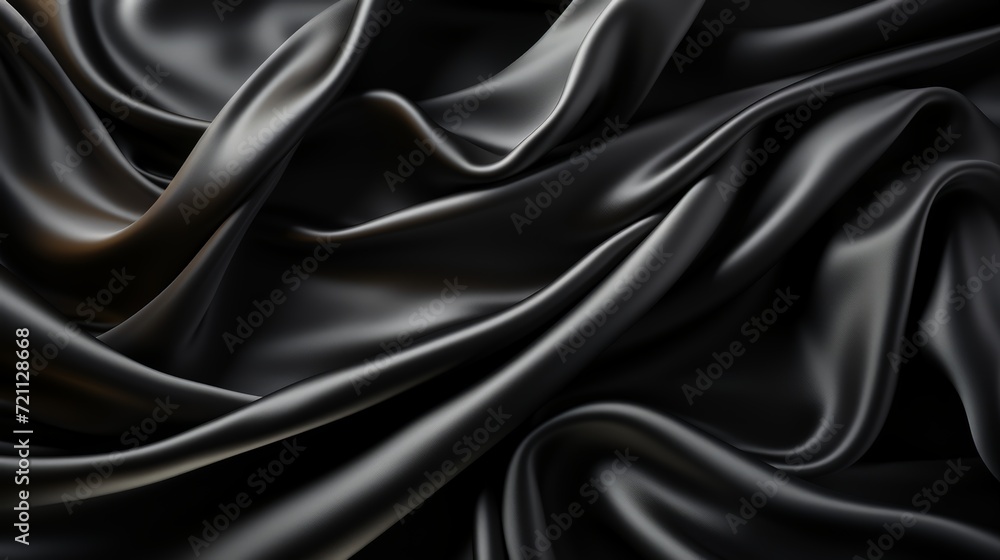 Fototapeta premium black silk satin fabric abstract background