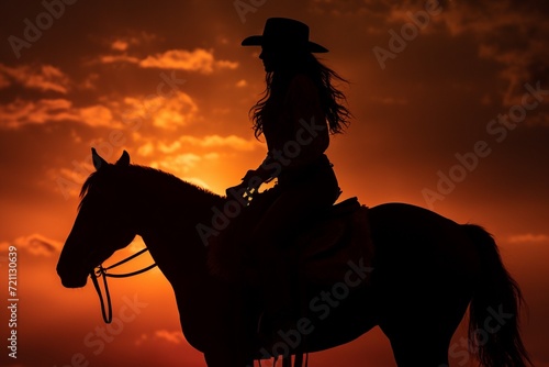 silhouette of cowgirl on a horse © Muhammad
