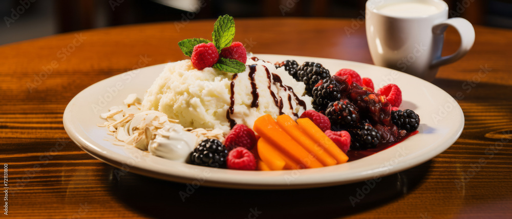 Gourmet Rice Pudding with Fresh Berries and Almonds. Gourmet Rice Pudding with Fresh Berries and Almonds.