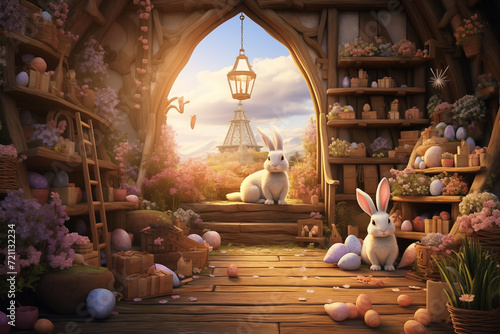 Easter background, Storybook Illustration © Nadtochiy