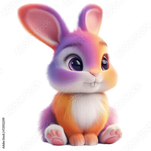 Isolated 3d cartoon funny rabbit a white background. stuffed friendly cute Easter bunny. A parody, a caricature. 3d cartoon colorful character. © Andrey Shtepa