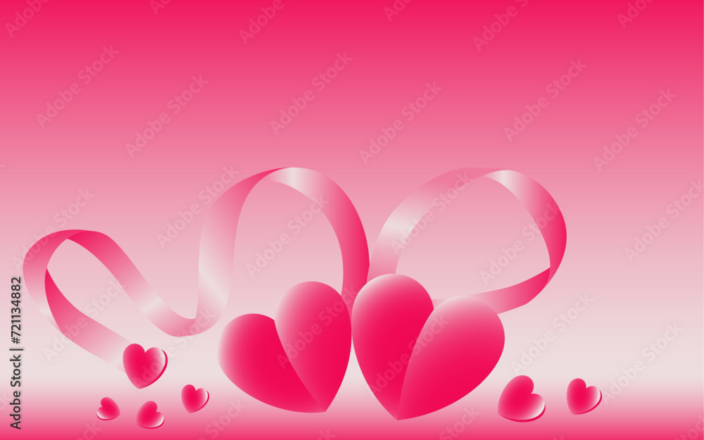 Luxury Pink Valentine Background with Hearts