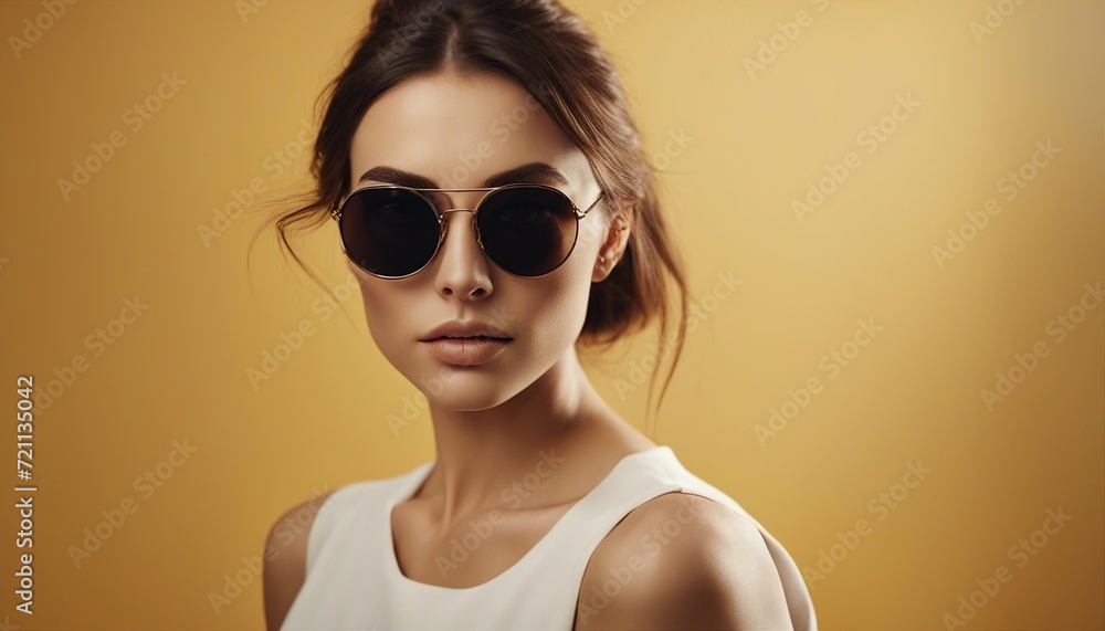 Young pretty brunette girl with sunglasses, isolated yellow studio background
Young pretty brunette girl with sunglasses, isolated yellow studio background