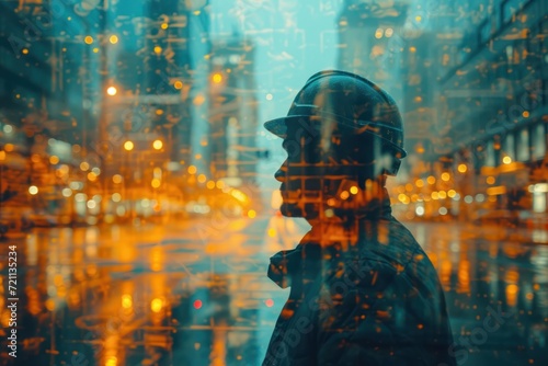  construction worker standing in front of a building