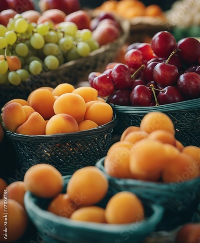 fresh raw fruits at bazaar - chestnuts  pomegranate  plums  etc  selections of colors and textures 