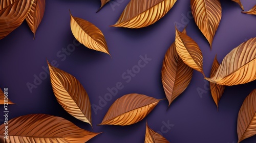 autumn leaves on a purple background