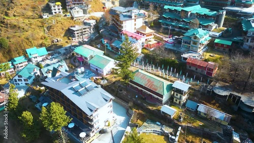Aerial view Citi of Manali Landscape, Himachal Pradesh, India photo