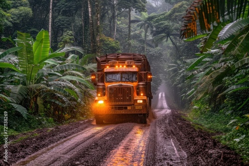  truck driving through the jungle