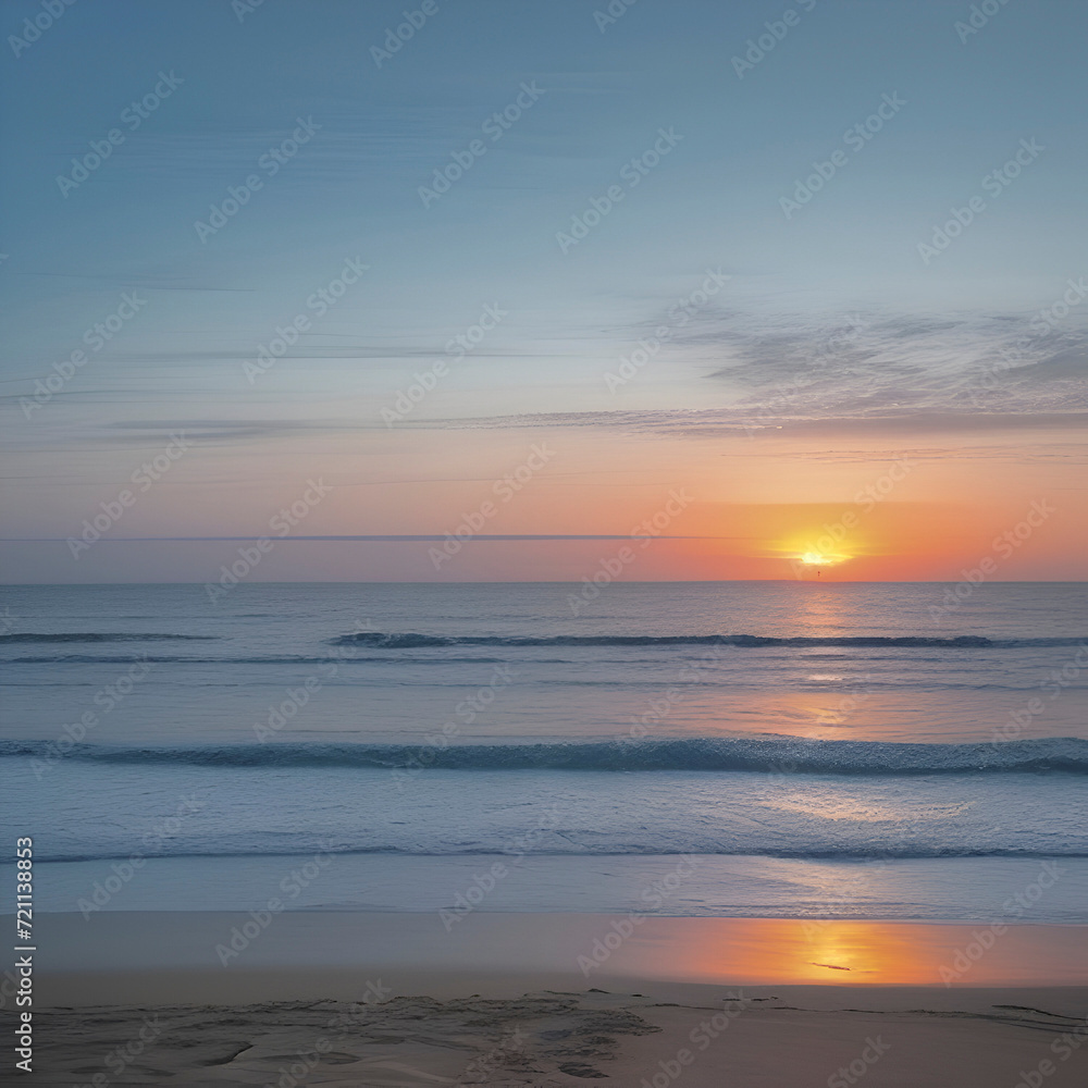 A serene image of a beach with blue waves. A serene image of a beach with blue waves.