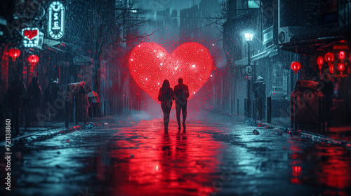 Man and woman in the rain photo