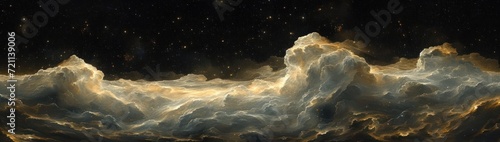 clouds on a textured background with gold colored fire work