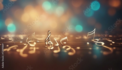 musical notes on colorful background, , copy space for text

 photo