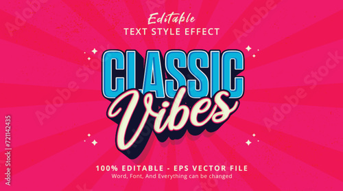 Classic Vibes Editable Text Effect, 3d Cartoon Headline Style