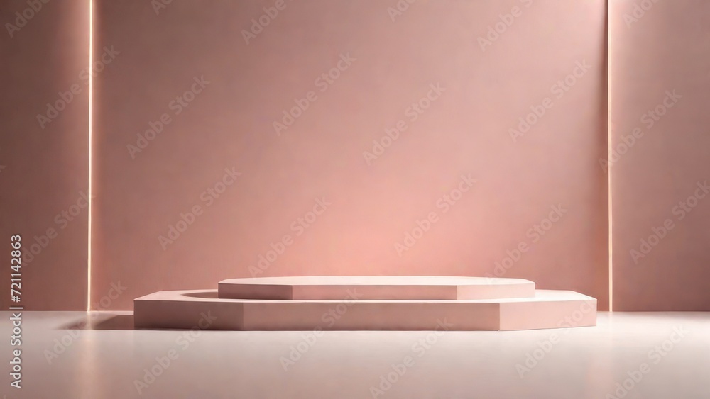 Geometric podium mockup illustration for product presentation pudra background 3d illustration - minimalist podium or stage. Generative, AI. Geometric podium mockup illustration for product presentation pudra background 3d illustration - minimalist podium or stage. Generative, AI.