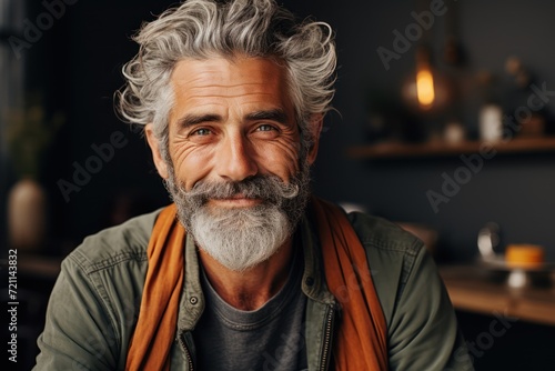 senior man with gray beard standing smiling  © STOCKYE STUDIO