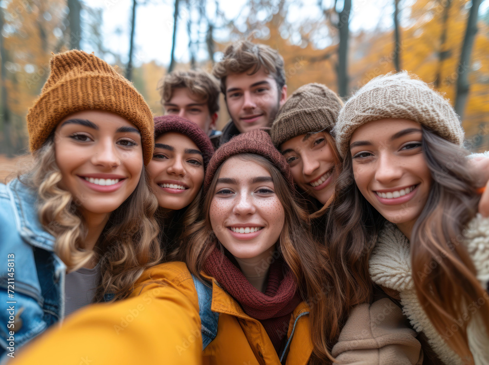 group of people taking selfie in the park group of people taking selfie in the park