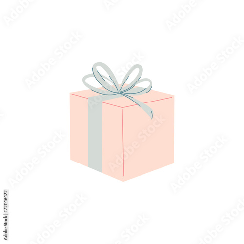 Gift box with bow. Minimalistic design, Valentine's concept, birthday concept