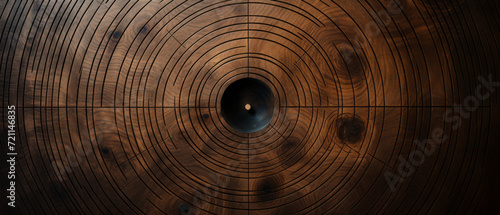 Abstract Wooden Surface with Concentric Circles Design.