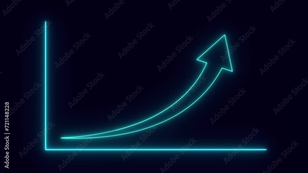 Rising up arrow on chart graph animated icon, neon Infographic growth object animation. Increase sales in business flat cartoon 4K Rising up arrow on chart graph animated icon, neon Infographic growth object animation. Increase sales in business flat cartoon 4K