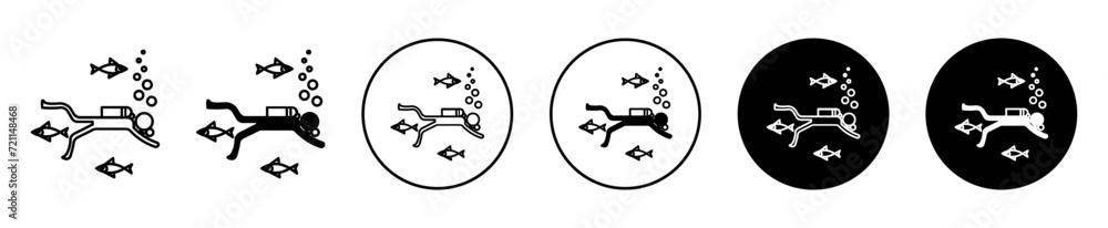 Scuba Diver simple icon collection set on white background color Scuba Diver simple icon collection set on white background color