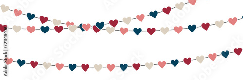 Fanions - Guirlande - Drapeaux en forme de cœurs - Bannière festive et colorée pour la fête de la Saint-Valentin - Couleurs douces et harmonieuses pour les amoureux - 14 février
