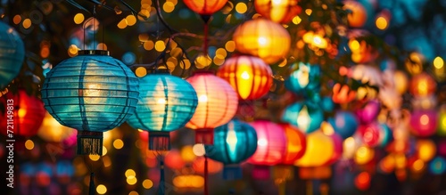 Colorful Chinese Lanterns Illuminate the Mid-Autumn Festival Celebration photo