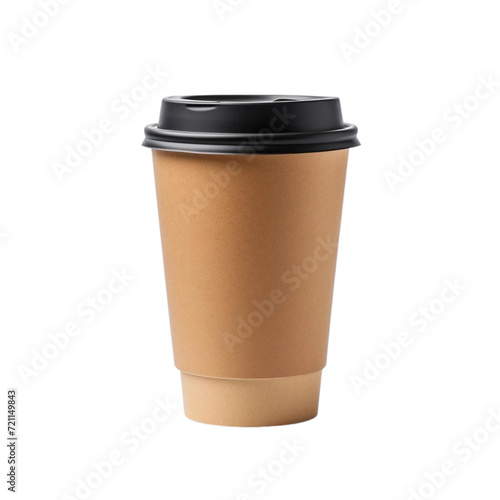 Takeaway paper coffee cup, top view with on white background.