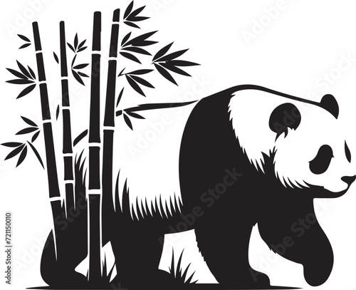 vector illustration panda on bamboo