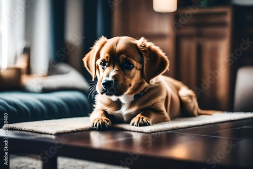 beagle puppy sitting on the floor