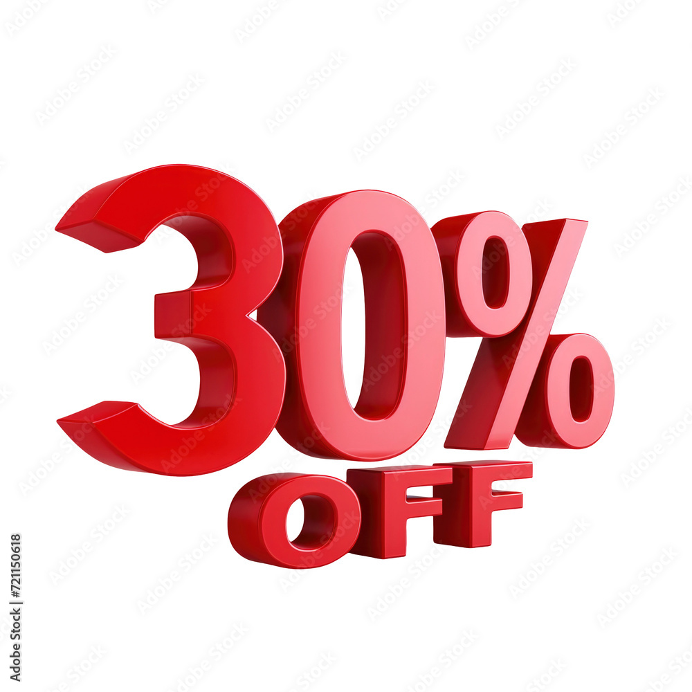 3D rendering object 30% discount offer transparent background 3D rendering object 30% discount offer transparent background